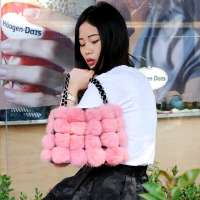 CX-H-11F Good Quality Leather Rex Rabbit Fur Women Bags/Handbag/Hand Bag