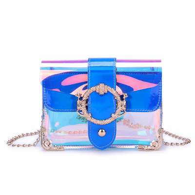 2019 fashion pvc colorful jelly transparent bag handbag, clear pvc jelly crossbody bag